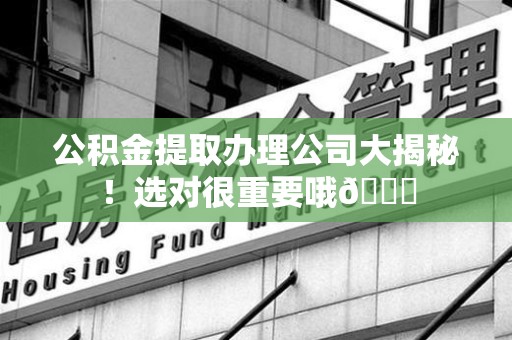 台江公积金提取办理公司大揭秘！选对很重要哦😎