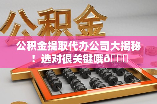 台江公积金提取代办公司大揭秘！选对很关键哦😎